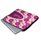 Polka-Punkt-personalisierte Laptop-Hülse: Pink Laptopschutzhülle (Vorne Knopf)