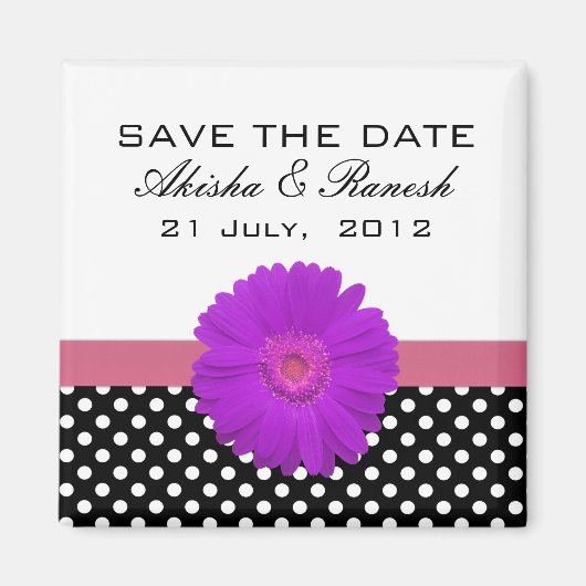 Polka-Punkt Save the Date, der Mitteilung Wedding Magnet (Vorne)