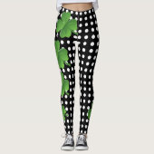 Polka-Punkt St. Patricks irischer Schwarz-weißer Leggings (Vorderseite)