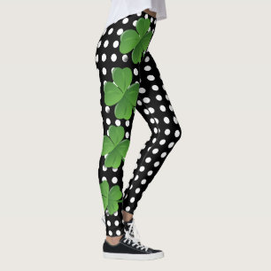 Polka-Punkt St. Patricks irischer Schwarz-weißer Leggings