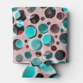 Polka Punkt Wasserfarbe, abstraktes Muster. Dosenkühler (Rückseite)