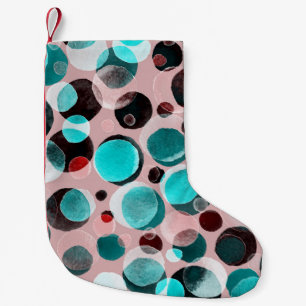 Polka Punkt Wasserfarbe, abstraktes Muster. Kleiner Weihnachtsstrumpf