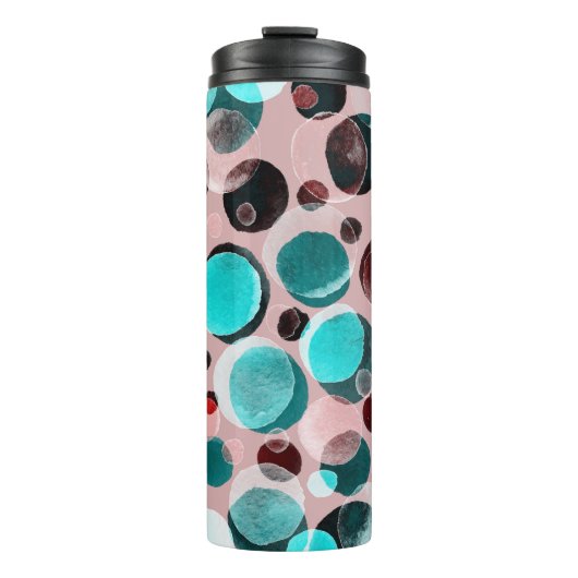 Polka Punkt Wasserfarbe, abstraktes Muster. Thermosbecher (Vorderseite)