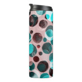 Polka Punkt Wasserfarbe, abstraktes Muster. Thermosbecher (Nach rechts gedreht)