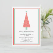 Polka-Punkt-Weihnachtsbaum-Feiertags-Party Einladung (Stehend Vorderseite)