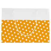 Polka-Punkte auf gelb-orangefarbenem, weißem Strei Große Geschenktüte (Rückseite)