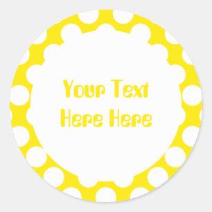 Polka-Punkte auf gelbem Textbogen Runder Aufkleber