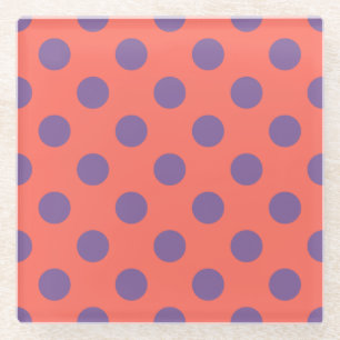 Polka-Punkte für Violette und lebende Korallen Glasuntersetzer
