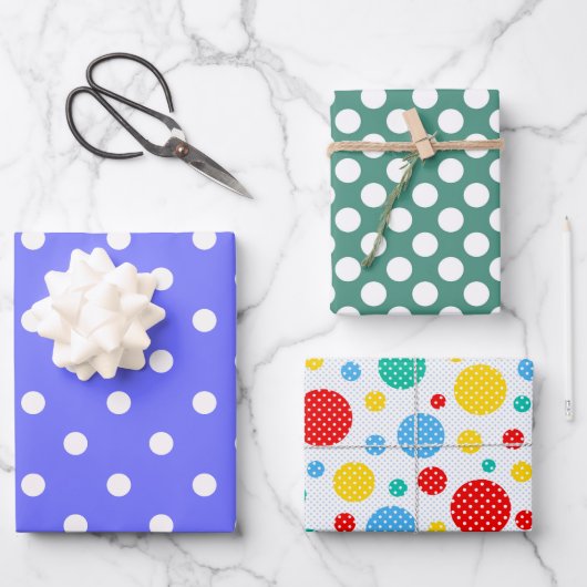 Polka Punkte Geschenkpapier Set (Vorderseite)