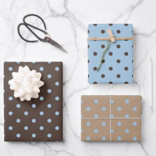 Polka Punkte in Eisblau und Braun Geschenkpapier Set