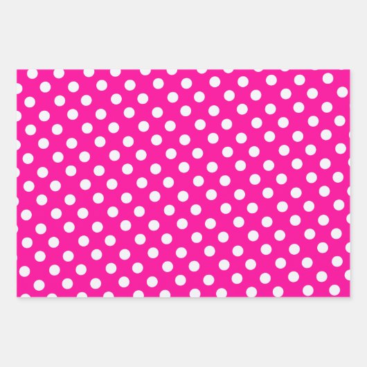 Polka Punkte in fluoreszierendem Rosa Geschenkpapier Set (Vorderseite)