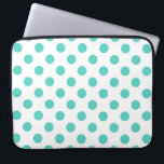 Polka-Punkte Laptopschutzhülle<br><div class="desc">Türkispolka-Punkte auf weißem Hintergrund</div>