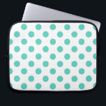 Polka-Punkte Laptopschutzhülle<br><div class="desc">Türkispolka-Punkte auf weißem Hintergrund</div>