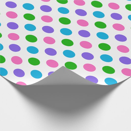 Polka-Punkte (lila, rosa, Blau und Grün) Geschenkpapier (Ecke)