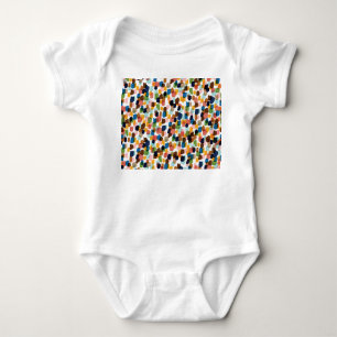 Polka Punkte: Mehrfarbige Handmalerei. Baby Strampler