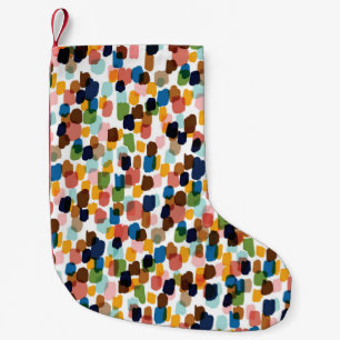 Polka Punkte: Mehrfarbige Handmalerei. Kleiner Weihnachtsstrumpf