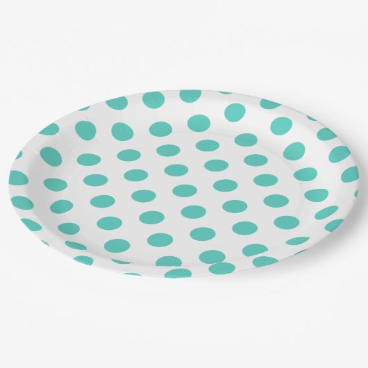 Polka-Punkte Pappteller (Schrägansicht)