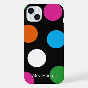 Polka Punkte Rosa Blau Schwarz Weiß Orange Chic iPhone 15 Plus Hülle