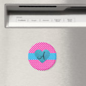 Polka-Punkte rosa und weiße Monogramm Magnet (In Situ (Geschirrspüler))