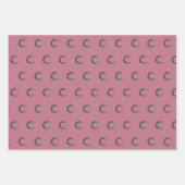 Polka-Punkte, Ross/Blau-Band. Pferdeschuhe, rosa Geschenkpapier Set (Vorderseite 3)