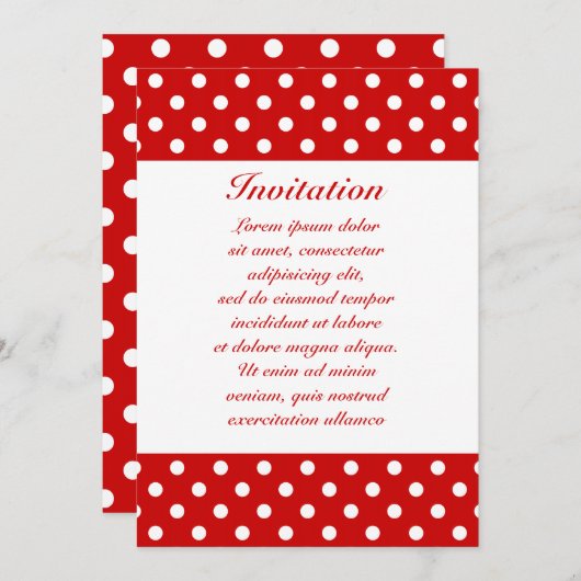 Polka Punkte rot + benutzerdefinierte Farbe Einladung (Vorne/Hinten)