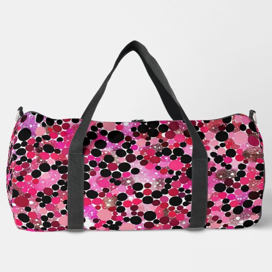 Polka-Punkte schwarz und rosa Duffle Bag (Vorderseite)