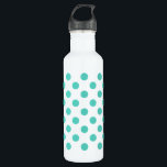 Polka-Punkte Trinkflasche<br><div class="desc">Türkispolka-Punkte auf weißem Hintergrund</div>