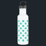 Polka-Punkte Trinkflasche<br><div class="desc">Türkispolka-Punkte auf weißem Hintergrund</div>