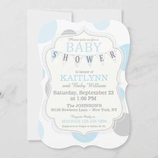 Polka-Punkte und die junge moderne Babydusche lade Einladung (Vorderseite)