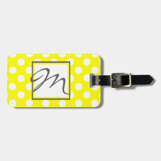 Polka-Punkte und Monogramm-Gepäckmarke Gepäckanhänger (Vorderseite horizontal)