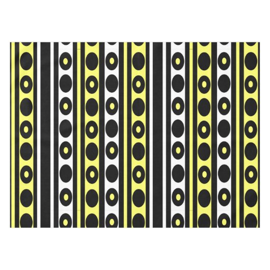 Polka-Punkte und Streifen, schwarz, gelb und weiß Tischdecke (Vorderseite (Horizontal))