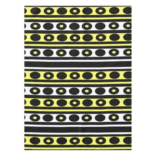 Polka-Punkte und Streifen, schwarz, gelb und weiß Tischdecke (Vorderseite)