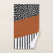 Polka-Punkte und Streifen (schwarz/weiß/gebrannt o Badhandtuch Set (Handtuch)