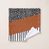 Polka-Punkte und Streifen (schwarz/weiß/gebrannt o Badhandtuch Set (Waschlappen)