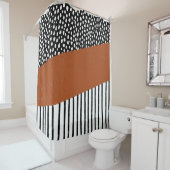 Polka-Punkte und Streifen (schwarz/weiß/gebrannt o Duschvorhang (Beispiel)