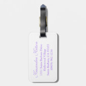 Polka-Punktmuster mit lila Gepäckmarke Gepäckanhänger (Rückseite vertikal)