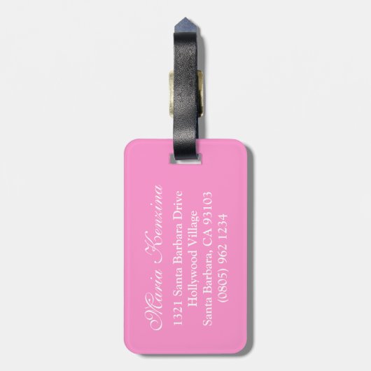 Polka-Punktmuster mit Namen Gepäckanhänger (Rückseite vertikal)