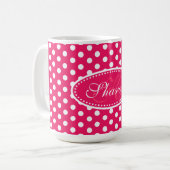 Polka-Punktmuster Rosa-Weiß-Tasse Kaffeetasse (Vorderseite Links)