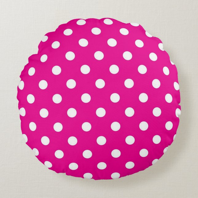 Polka-Punktmuster Rundes Kissen (Vorderseite)