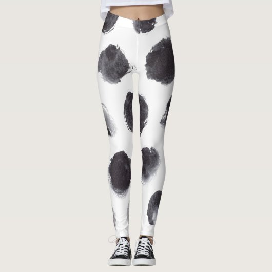 Polka Punktmuster: schwarz, grau. Leggings (Vorderseite)