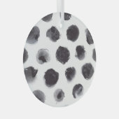 Polka Punktmuster: schwarz, grau. Ornament Aus Glas (Vorderseite Rechts)