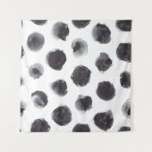 Polka Punktmuster: schwarz, grau. Wandteppich (Vorderseite (Horizontal))