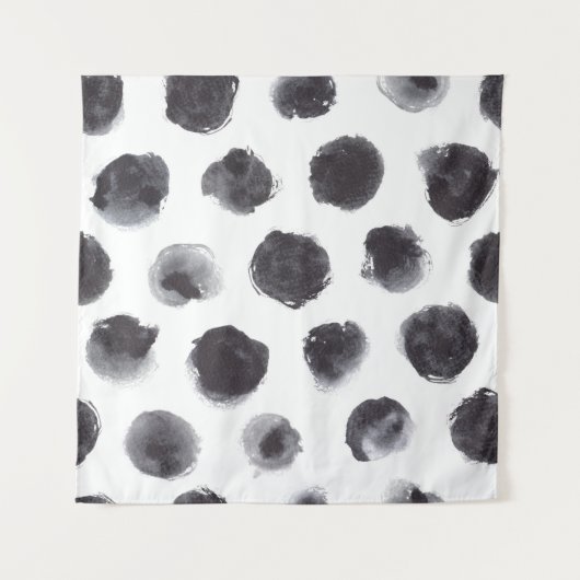 Polka Punktmuster: schwarz, grau. Wandteppich (Vorderseite)