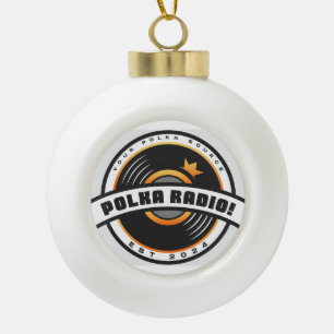 Polka Radio Schneeflocken-Ornament mit Rahmen Keramik Kugel-Ornament