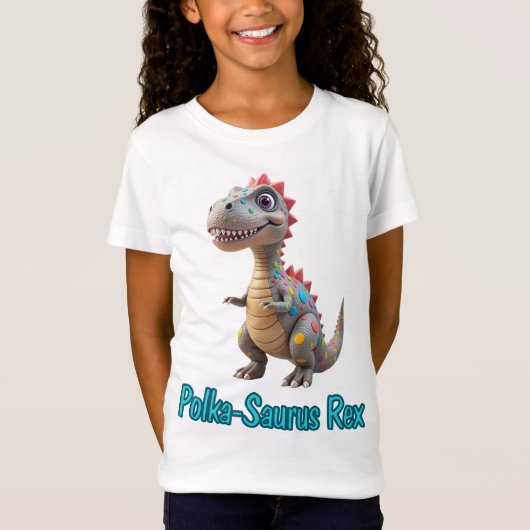 Polka-Saurus Rex Confetti Dinosaur Kids Dot Day T-Shirt (Vorderseite)