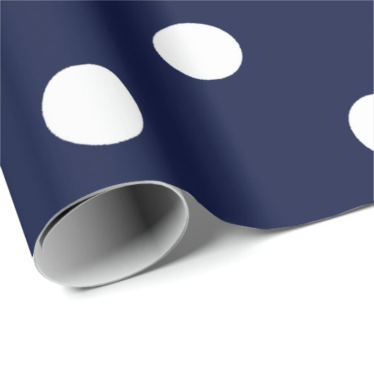 Polka Small Dots Blue Navy White Classic Elegant Geschenkpapier (Rolleneckpunkt)