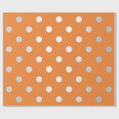Polka Small Dots Bright Orange Peach Silver Grau Geschenkpapier (Flach)