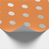 Polka Small Dots Bright Orange Peach Silver Grau Geschenkpapier (Ecke)