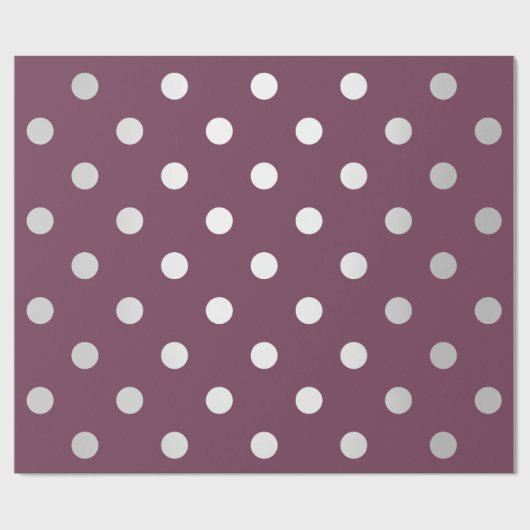 Polka Small Dots Maroon Plum Burgundy Silver Gray Geschenkpapier (Flach)