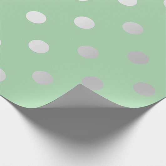 Polka Small Dots Pastel Pea Minze Silver Gray Geschenkpapier (Ecke)